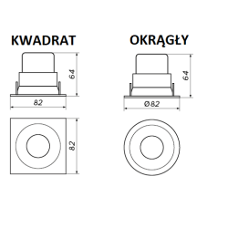 OXYLED PERO SQ/RO recessed LED fixture 8W 3000K, 4000K