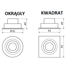 OXYLED MODI SQ/RO oprawa podtynkowa LED 8W 3000K, 4000K