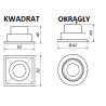 OXYLED QUBO SQ/RO oprawa podtynkowa LED 8W 3000K, 4000K