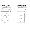 OXYLED MEZO SQ/RO recessed IP44 LED 8W 3000K, 4000K