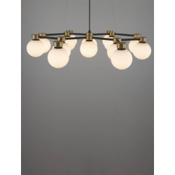 LUCES CAMINOS LE44543/4 hanging lamp black and gold, metal/glass, G9