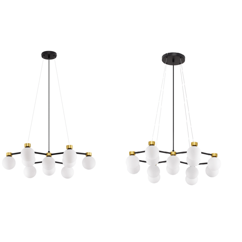 LUCES CAMINOS LE44543/4 hanging lamp black and gold, metal/glass, G9