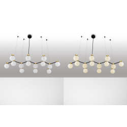 LUCES CAMINOS LE44545 elegancka lampa wisząca czarno-złota 14 x G9