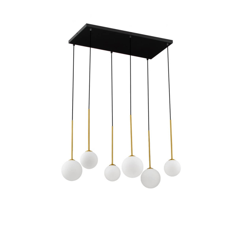 LUCES CHAO LE44268 lampa wisząca 6xG9, czarno-złota, metal/szkła IP20