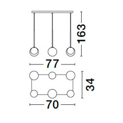 LUCES CHAO LE44268 lampa wisząca 6xG9, czarno-złota, metal/szkła IP20