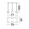 LUCES CHAO LE44268 lampa wisząca 6xG9, czarno-złota, metal/szkła IP20