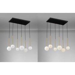 LUCES CHAO LE44268 lampa wisząca 6xG9, czarno-złota, metal/szkła IP20