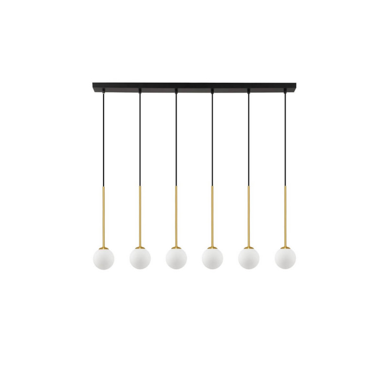 LUCES CHAO LE44269 lampa wisząca 6xG9, czarno-złota, metal/szkło, IP20