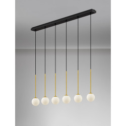 LUCES CHAO LE44269 hanging lamp 6xG9, black and gold, metal/glass, IP20