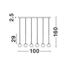 LUCES CHAO LE44269 lampa wisząca 6xG9, czarno-złota, metal/szkło, IP20