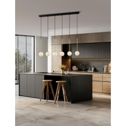 LUCES CHAO LE44269 lampa wisząca 6xG9, czarno-złota, metal/szkło, IP20