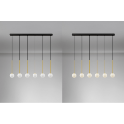 LUCES CHAO LE44269 lampa wisząca 6xG9, czarno-złota, metal/szkło, IP20