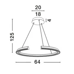 LUCES ORINOCO LE44530 lampa wisząca srebrna, LED 48W, 3000K nowoczesna