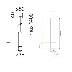 AQFORM PET mini rift LED zwieszany 71243 smukła wisząca tuba 20-100cm