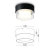 ELKIM SFERA/N 298 biała, czarna lampa natynkowa IP44 LED 10W 3000K