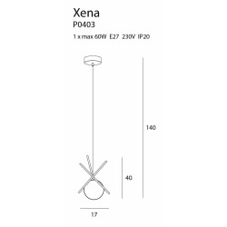 MAXLIGHT Xena P0403 hanging lamp E27 brass, white glass 60W IP20