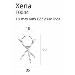 MAXlight Xena T0044 lampa biurkowa E27 mosiądz białe szkło 60W IP20