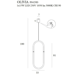 MAXLIGHT Olivia P0429D złota lampa wisząca LED 15W, 3000K, 1050lm