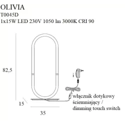 Maxlight Olivia T0045D gold LED table lamp 15W, 3000K, CRI90