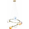 Maxlight Cosmos P0379 gold hanging lamp with 7 shades made of tinted glass