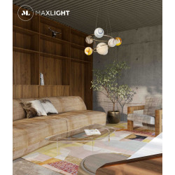 Maxlight Cosmos P0379 lampa wisząca złota 7 kloszy z barwionego szkła