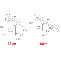 SLV KAMI 1007722/1007728 modern surface-mounted fixture 2xGU10 2 lengths