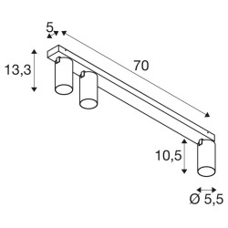 SLV KAMI 1007734/5/6/8/9 oprawa natynkowa 3xGU10, regulacja kąta 70cm