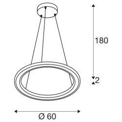 SLV ONE FLAT 1007855/6/7 lampa wisząca LED 23W 60cm 2700K/3000K CRI90