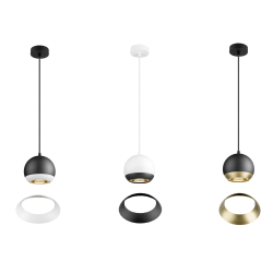 SLV LIGHT EYE 90/150 hanging lamp GU10 white, black spherical shade