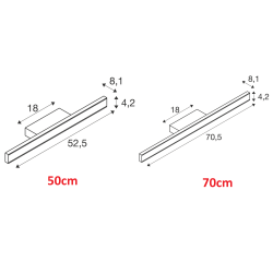 SLV ONE LINEAR 50/70 1008081 kinkiet LED 52,5/70,5cm 2700K/3000K, IP44