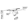 AQFORM PET mini LED reflector 16495 FLATTRACK reflector 48V adjustment