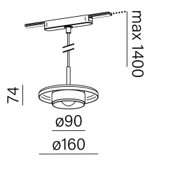 AQFORM QRLED next 16497 hanging LED spotlight for the FLATTRACK 48V system