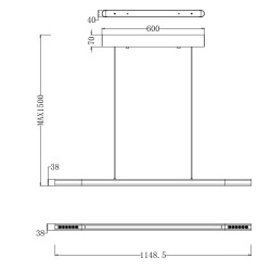 SLED MAXLINE LED wisząca LED 115cm smart TUYA wymiary