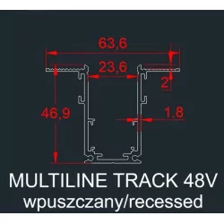 SLED MULTILINE szynoprzewód magnetyczny wpuszczany płyta 12,5mm wymiary montażowe