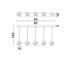 LUCES CUYO LE44720 lampa wisząca LED 3000K 16W złota, 5 kloszy