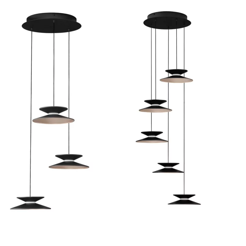 LUCES GUANAY LE44742/3 LED hanging lamp black and gold, 3/5 shades