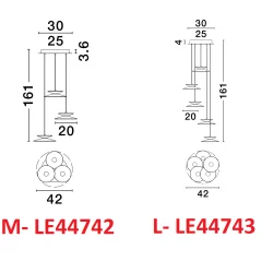 LUCES GUANAY LE44742/3 lampa wisząca LED czarno-złota, 3/5 kloszy