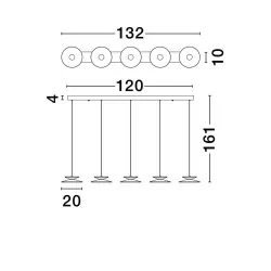 LUCES GUANAY LE44744 lampa wisząca LED 3000K 24W czarno-złota 5 kloszy