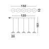 LUCES GUANAY LE44744 lampa wisząca LED 3000K 24W czarno-złota 5 kloszy