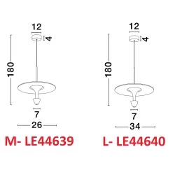 LUCES UCURENA LE44639/40 lampa wisząca LED czarno-biała 2 rozmiary