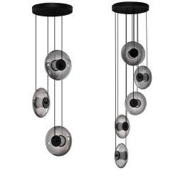 LUCES HUACARAJE LE44829/30 gray LED hanging lamp with 3/5 lamp shades