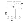 LUCES HUALMAY LE44833 LED hanging lamp 25W 3000K 4 gold shades