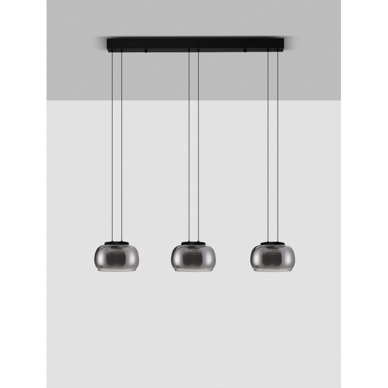 LUCES HUARMEY LE44843 LED hanging lamp with three shades black/gray