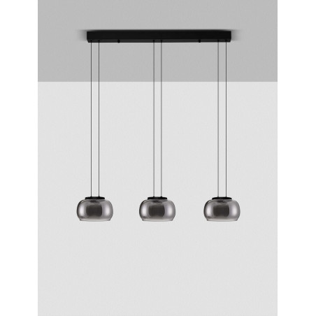 LUCES HUARMEY LE44843 LED hanging lamp with three shades black/gray