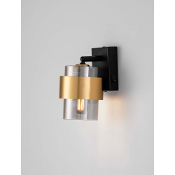 LUCES VIEJA LE44850 wall lamp, E27 bulb, black with gold accents