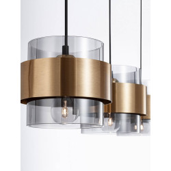 LUCES VIEJA LE42625, LE43672 hanging lamp with 3/4 shades gold black