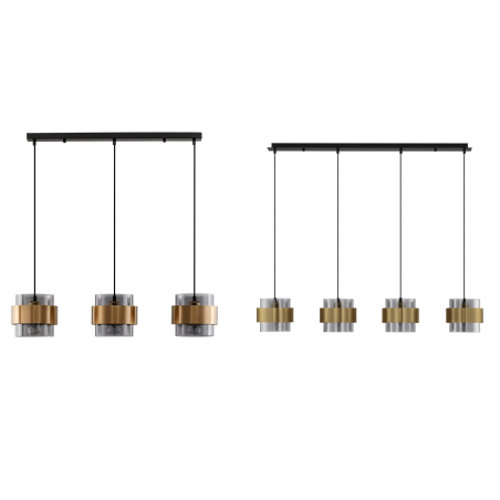 LUCES VIEJA LE42625, LE43672 hanging lamp with 3/4 shades gold black