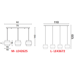 LUCES VIEJA LE42625, LE43672 lampa wisząca z 3/4 kloszami złoto-czarna