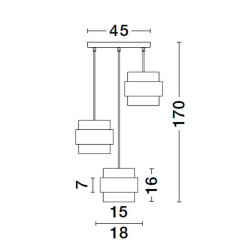 LUCES VIEJA LE42624 lampa wisząca 3 klosze, złoto-czarna, metal/szkło