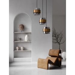 LUCES VIEJA LE42624 hanging lamp with 3 lamp shades, gold and black